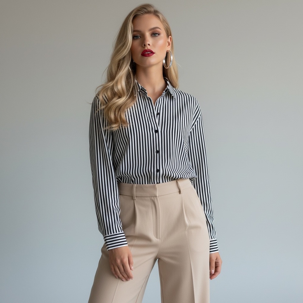 Express Boyfriend Stripped Button Down - image 1